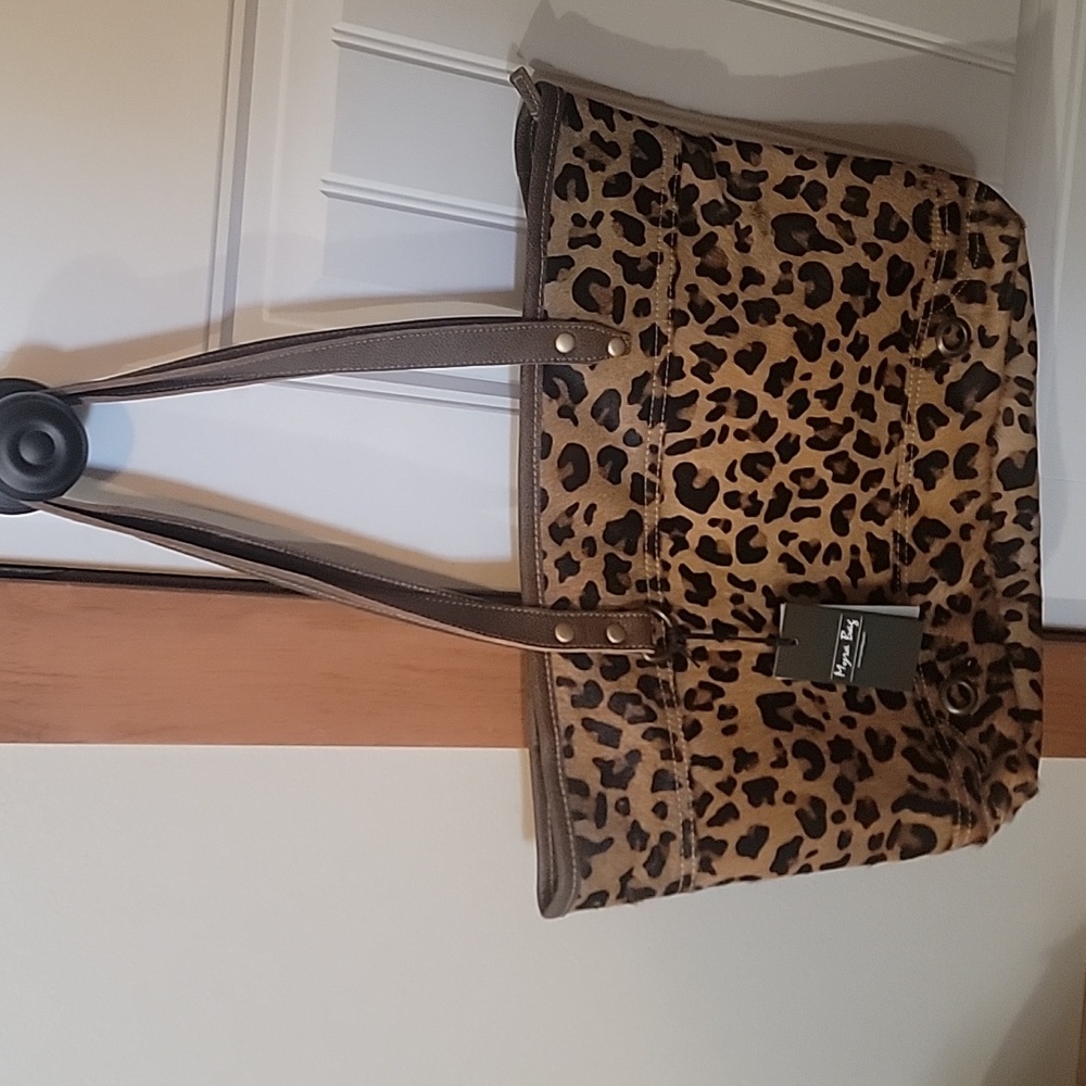 Myra Bag Magnetic Leather & Cowhide Bag Upcycled Cowhide & Leather